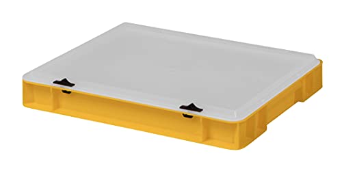1a-TopStore Design Eurobox Stapelbox Lagerbehälter Kunststoffbox in 5 Farben und 16 Größen mit transparentem Deckel (matt) (gelb, 40x30x6 cm) von 1a-TopStore