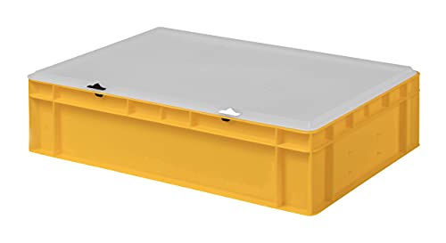 1a-TopStore Design Eurobox Stapelbox Lagerbehälter Kunststoffbox in 5 Farben und 16 Größen mit transparentem Deckel (matt) (gelb, 60x40x15 cm) von 1a-TopStore