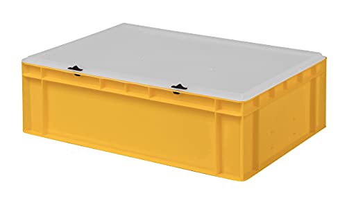 1a-TopStore Design Eurobox Stapelbox Lagerbehälter Kunststoffbox in 5 Farben und 16 Größen mit transparentem Deckel (matt) (gelb, 60x40x18 cm) von 1a-TopStore
