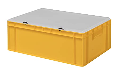 1a-TopStore Design Eurobox Stapelbox Lagerbehälter Kunststoffbox in 5 Farben und 16 Größen mit transparentem Deckel (matt) (gelb, 60x40x22 cm) von 1a-TopStore
