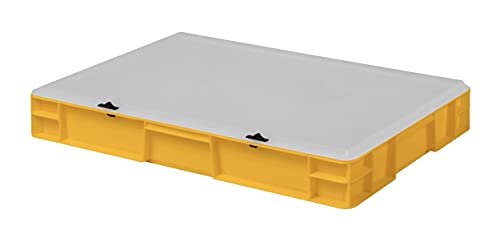 1a-TopStore Design Eurobox Stapelbox Lagerbehälter Kunststoffbox in 5 Farben und 16 Größen mit transparentem Deckel (matt) (gelb, 60x40x8 cm) von 1a-TopStore