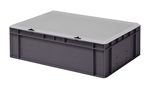 1a-TopStore Design Eurobox Stapelbox Lagerbehälter Kunststoffbox in 5 Farben und 16 Größen mit transparentem Deckel (matt) (grau, 60x40x18 cm) von 1a-TopStore