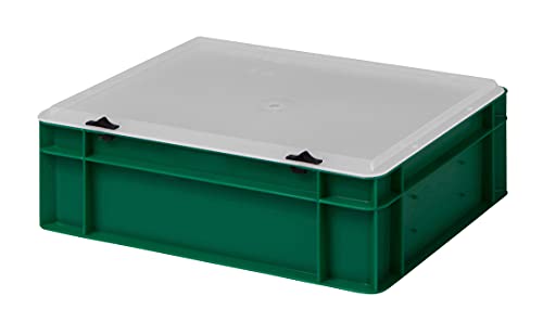 1a-TopStore Design Eurobox Stapelbox Lagerbehälter Kunststoffbox in 5 Farben und 16 Größen mit transparentem Deckel (matt) (grün, 40x30x13 cm) von 1a-TopStore