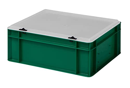 1a-TopStore Design Eurobox Stapelbox Lagerbehälter Kunststoffbox in 5 Farben und 16 Größen mit transparentem Deckel (matt) (grün, 40x30x15 cm) von 1a-TopStore