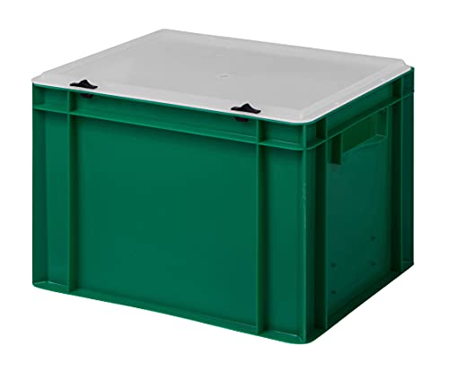 1a-TopStore Design Eurobox Stapelbox Lagerbehälter Kunststoffbox in 5 Farben und 16 Größen mit transparentem Deckel (matt) (grün, 40x30x28 cm) von 1a-TopStore