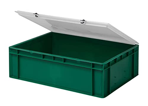 1a-TopStore Design Eurobox Stapelbox Lagerbehälter Kunststoffbox in 5 Farben und 16 Größen mit transparentem Deckel (matt) (grün, 60x40x15 cm) von 1a-TopStore