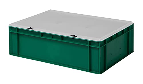 1a-TopStore Design Eurobox Stapelbox Lagerbehälter Kunststoffbox in 5 Farben und 16 Größen mit transparentem Deckel (matt) (grün, 60x40x18 cm) von 1a-TopStore