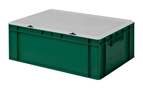 1a-TopStore Design Eurobox Stapelbox Lagerbehälter Kunststoffbox in 5 Farben und 16 Größen mit transparentem Deckel (matt) (grün, 60x40x22 cm) von 1a-TopStore