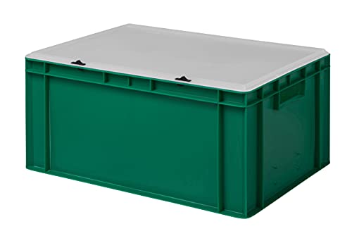 1a-TopStore Design Eurobox Stapelbox Lagerbehälter Kunststoffbox in 5 Farben und 16 Größen mit transparentem Deckel (matt) (grün, 60x40x28 cm) von 1a-TopStore