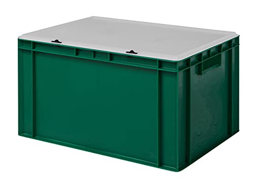 1a-TopStore Design Eurobox Stapelbox Lagerbehälter Kunststoffbox in 5 Farben und 16 Größen mit transparentem Deckel (matt) (grün, 60x40x33 cm) von 1a-TopStore