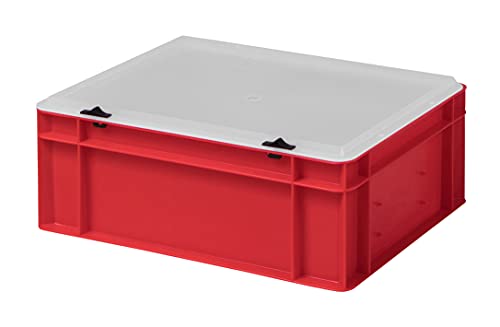 1a-TopStore Design Eurobox Stapelbox Lagerbehälter Kunststoffbox in 5 Farben und 16 Größen mit transparentem Deckel (matt) (rot, 40x30x15 cm) von 1a-TopStore