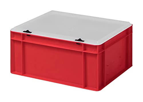 1a-TopStore Design Eurobox Stapelbox Lagerbehälter Kunststoffbox in 5 Farben und 16 Größen mit transparentem Deckel (matt) (rot, 40x30x18 cm) von 1a-TopStore