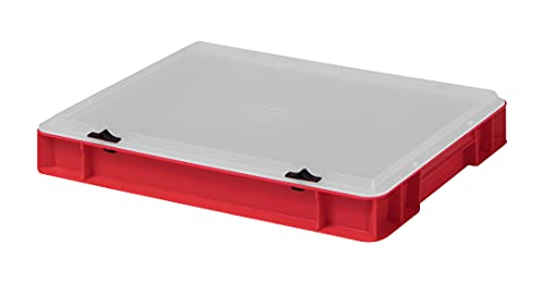 1a-TopStore Design Eurobox Stapelbox Lagerbehälter Kunststoffbox in 5 Farben und 16 Größen mit transparentem Deckel (matt) (rot, 40x30x6 cm) von 1a-TopStore