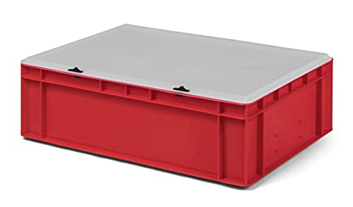 1a-TopStore Design Eurobox Stapelbox Lagerbehälter Kunststoffbox in 5 Farben und 16 Größen mit transparentem Deckel (matt) (rot, 60x40x18 cm) von 1a-TopStore