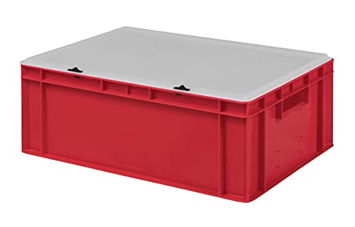 1a-TopStore Design Eurobox Stapelbox Lagerbehälter Kunststoffbox in 5 Farben und 16 Größen mit transparentem Deckel (matt) (rot, 60x40x22 cm) von 1a-TopStore