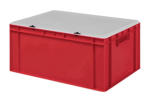 1a-TopStore Design Eurobox Stapelbox Lagerbehälter Kunststoffbox in 5 Farben und 16 Größen mit transparentem Deckel (matt) (rot, 60x40x28 cm) von 1a-TopStore