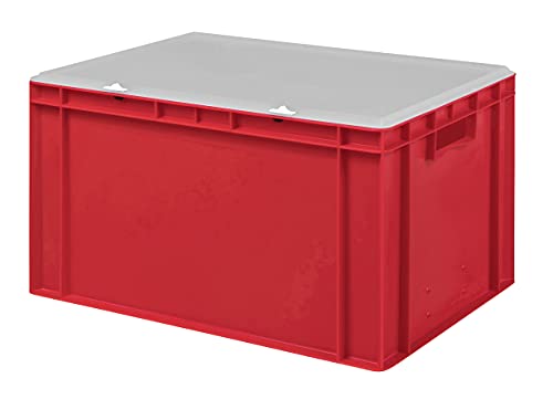 1a-TopStore Design Eurobox Stapelbox Lagerbehälter Kunststoffbox in 5 Farben und 16 Größen mit transparentem Deckel (matt) (rot, 60x40x33 cm) von 1a-TopStore