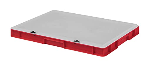 1a-TopStore Design Eurobox Stapelbox Lagerbehälter Kunststoffbox in 5 Farben und 16 Größen mit transparentem Deckel (matt) (rot, 60x40x6 cm) von 1a-TopStore