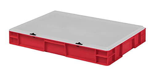 1a-TopStore Design Eurobox Stapelbox Lagerbehälter Kunststoffbox in 5 Farben und 16 Größen mit transparentem Deckel (matt) (rot, 60x40x8 cm) von 1a-TopStore