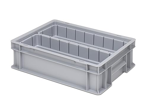 Einsatzkasten Einteilungs-Set für Eurobehälter, Schubladen mit Innenmaß 362x262 mm (LxB), 102 mm hoch, verschiedene Größen/Farben (2er Set inkl. Box, grau) von 1a-TopStore