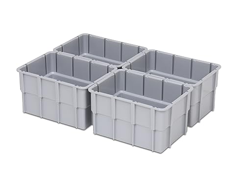Einsatzkasten Einteilungs-Set für Eurobehälter, Schubladen mit Innenmaß 362x262 mm (LxB), 102 mm hoch, verschiedene Größen/Farben (4er Set, grau) von 1a-TopStore