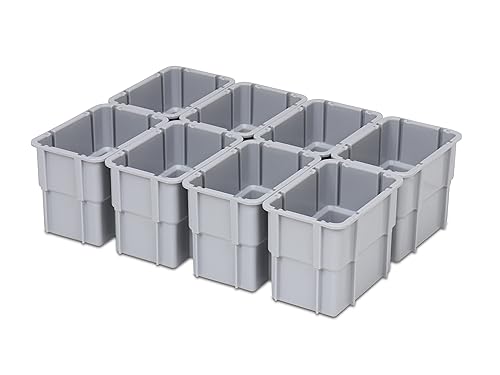 Einsatzkasten Einteilungs-Set für Eurobehälter, Schubladen mit Innenmaß 362x262 mm (LxB), 102 mm hoch, verschiedene Größen/Farben (8er Set, grau) von 1a-TopStore