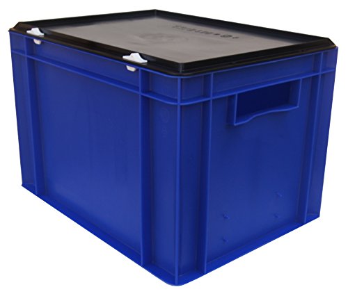 Euro-Stapelbox/Lagerbehälter KTK 400/320-0, blau, mit schwarzem Verschluß-Deckel, 400x300x331 mm (LxBxH) von 1a-TopStore