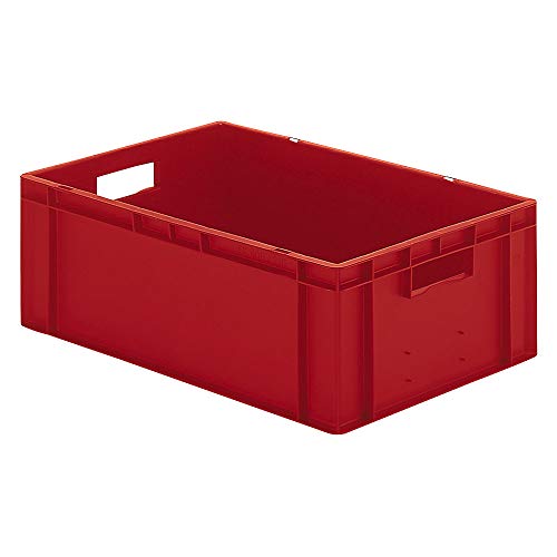 Euro-Transport-Stapelkasten/Lagerbehälter, rot, 600x400x210mm (LxBxH), Wände/Boden geschlossen, mit Grifföffnungen, lebensmittelecht von 1a-TopStore