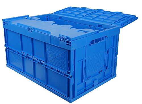 Faltbox- Klappbehälter mit Scharnier-Klappdeckel, blau,600x400x330 mm (LxBxH), 62 Liter, excellente Industriequalität von 1a-TopStore