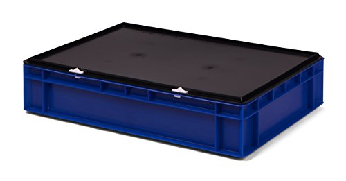 Lagerbehälter/Euro-Transport-Stapelbox KTK 600/120-0, blau, mit Verschlußdeckel, 600x400x131 mm (LxBxH) von 1a-TopStore