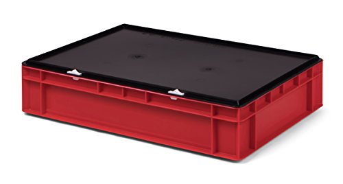 Lagerbehälter/Euro-Transport-Stapelbox KTK 600/120-0, rot, mit Verschlußdeckel, 600x400x131 mm (LxBxH) von 1a-TopStore