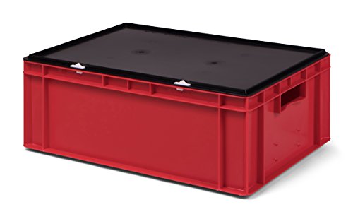 Lagerbehälter/Euro-Transport-Stapelbox KTK 600/210-0, rot, mit Verschlußdeckel, 600x400x221 mm (LxBxH), aus PP von 1a-TopStore