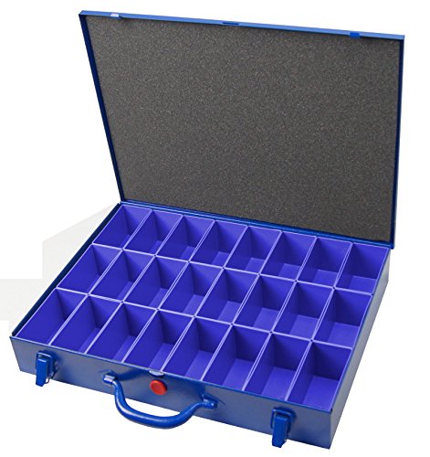 Profi-Stahlbech-Sortimentskoffer blau, mit 24 Einsatzkästen blau, 108x54x63 mm (LxbxH) von 1a-TopStore