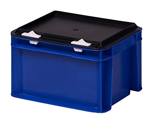 1a-TopStore Stabile Profi Aufbewahrungsbox Stapelbox Eurobox Stapelkiste mit Deckel, Kunststoffkiste lieferbar in 5 Farben und 21 Größen für Industrie, Gewerbe, Haushalt (blau, 20x15x13 cm) von 1a-TopStore