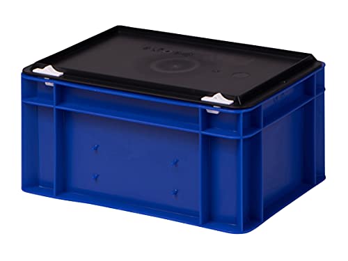 1a-TopStore Stabile Profi Aufbewahrungsbox Stapelbox Eurobox Stapelkiste mit Deckel, Kunststoffkiste lieferbar in 5 Farben und 21 Größen für Industrie, Gewerbe, Haushalt (blau, 30x20x15 cm) von 1a-TopStore