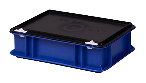 1a-TopStore Stabile Profi Aufbewahrungsbox Stapelbox Eurobox Stapelkiste mit Deckel, Kunststoffkiste lieferbar in 5 Farben und 21 Größen für Industrie, Gewerbe, Haushalt (blau, 30x20x8 cm) von 1a-TopStore