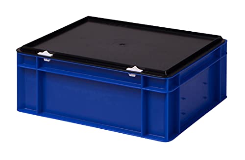 1a-TopStore Stabile Profi Aufbewahrungsbox Stapelbox Eurobox Stapelkiste mit Deckel, Kunststoffkiste lieferbar in 5 Farben und 21 Größen für Industrie, Gewerbe, Haushalt (blau, 40x30x15 cm) von 1a-TopStore