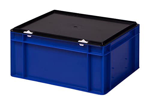1a-TopStore Stabile Profi Aufbewahrungsbox Stapelbox Eurobox Stapelkiste mit Deckel, Kunststoffkiste lieferbar in 5 Farben und 21 Größen für Industrie, Gewerbe, Haushalt (blau, 40x30x18 cm) von 1a-TopStore