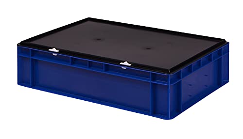 1a-TopStore Stabile Profi Aufbewahrungsbox Stapelbox Eurobox Stapelkiste mit Deckel, Kunststoffkiste lieferbar in 5 Farben und 21 Größen für Industrie, Gewerbe, Haushalt (blau, 60x40x15 cm) von 1a-TopStore