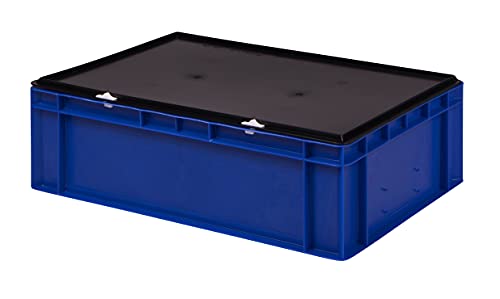 1a-TopStore Stabile Profi Aufbewahrungsbox Stapelbox Eurobox Stapelkiste mit Deckel, Kunststoffkiste lieferbar in 5 Farben und 21 Größen für Industrie, Gewerbe, Haushalt (blau, 60x40x18 cm) von 1a-TopStore