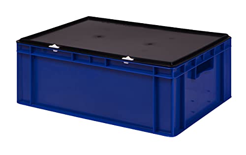 1a-TopStore Stabile Profi Aufbewahrungsbox Stapelbox Eurobox Stapelkiste mit Deckel, Kunststoffkiste lieferbar in 5 Farben und 21 Größen für Industrie, Gewerbe, Haushalt (blau, 60x40x22 cm) von 1a-TopStore