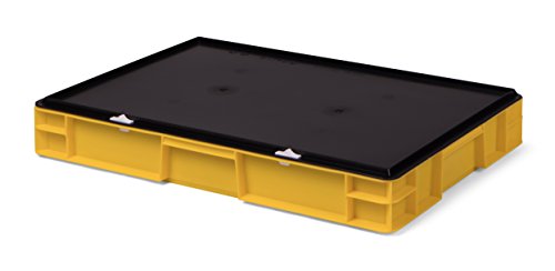 Aufbewahrungsbox - Transport-Stapelbox mit Verschlussdeckel, 600x400x86 mm, aus PP, 14,5 Liter (gelb) von 1a-TopStore