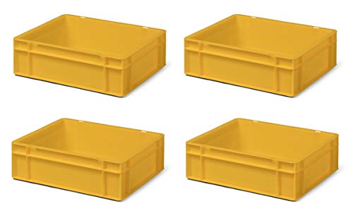 4 Stk. Transport-Stapelkasten TK412-0, gelb, 400x300x120 mm (LxBxH), aus PP, Volumen: 10 Liter, Traglast: 30 kg, lebensmittelecht, made in Germany, Industriequalität von 1a-TopStore