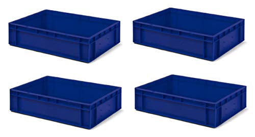 4 Stk. Transport-Stapelkasten TK614-0, blau, 600x400x145 mm (LxBxH), aus PP, Volumen: 26 Liter, Traglast: 45 kg, lebensmittelecht, hochwertige Industriequalität von 1a-TopStore