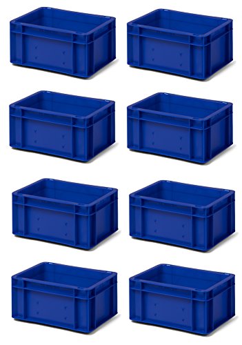 8 Stk. Transport-Stapelkasten TK314-0, blau, 300x200x145 mm (LxBxH), aus PP, Volumen: 5.5 Liter, Traglast: 25 kg, lebensmittelecht, made in Germany, Industriequalität von 1a-TopStore