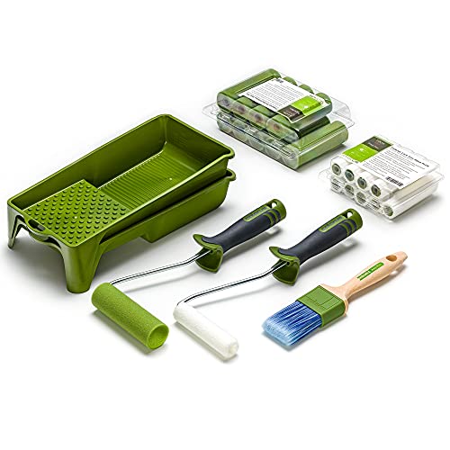 Colorus Lackierwalzen Set | Schaum-Lackierrolle 11 cm konkav | Lackwalze Filt 10 cm gerade | Lackrollen Set für wasserbasierte und leicht lösemittelhaltige Lacke | Lackierpinsel Lackpinsel 40 mm Colorus Lackierwalzen Set | Schaum-Lackierrolle 11 cm konkav | Lackwalze Filt 10 cm gerade | Lackrollen Set für wasserbasierte und leicht lösemittelhaltige Lacke | Lackierpinsel Lackpinsel 40 mm von Colorus