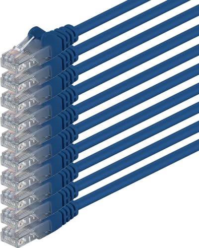 0,25m - blau - 10 Stück - (PACK) - CAT.6 CAT6 Ethernet-Lan-Netzwerk-Kabel 1000 Mbit/s Patchkabel von 1aTTack.de