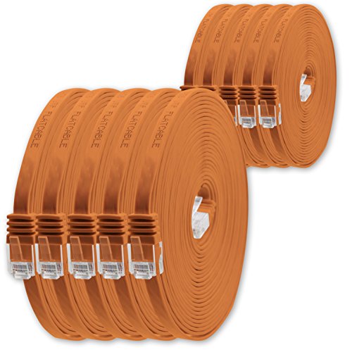 0,25m - orange - 10 Stück - Cat.6 Flaches Netzwerkkabel Cat6 Flachkabel Ultra Flach Cat.6 Patchkabel 1000 Mbit/s Gigabit LAN (RJ45) Flach Slim Micro von 1aTTack.de