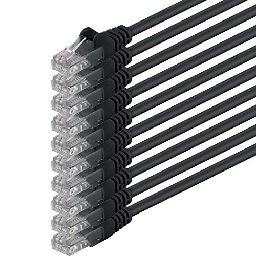 0,25m - schwarz - 10 Stück - (PACK) - CAT.6 CAT6 Ethernet-Lan-Netzwerk-Kabel 1000 Mbit/s Patchkabel von 1aTTack.de