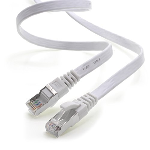 1aTTack.de 0,25m - weiß - 1 Stück CAT.7 Gigabit Ethernet LAN Flachband Flachbandkabel (RJ45) Netzwerkkabel Rohkabel (10Gbit/s) Verlegekabel Flach Slim kompatibel zu Cat.5 - Cat.5e - Cat.6 von 1aTTack.de